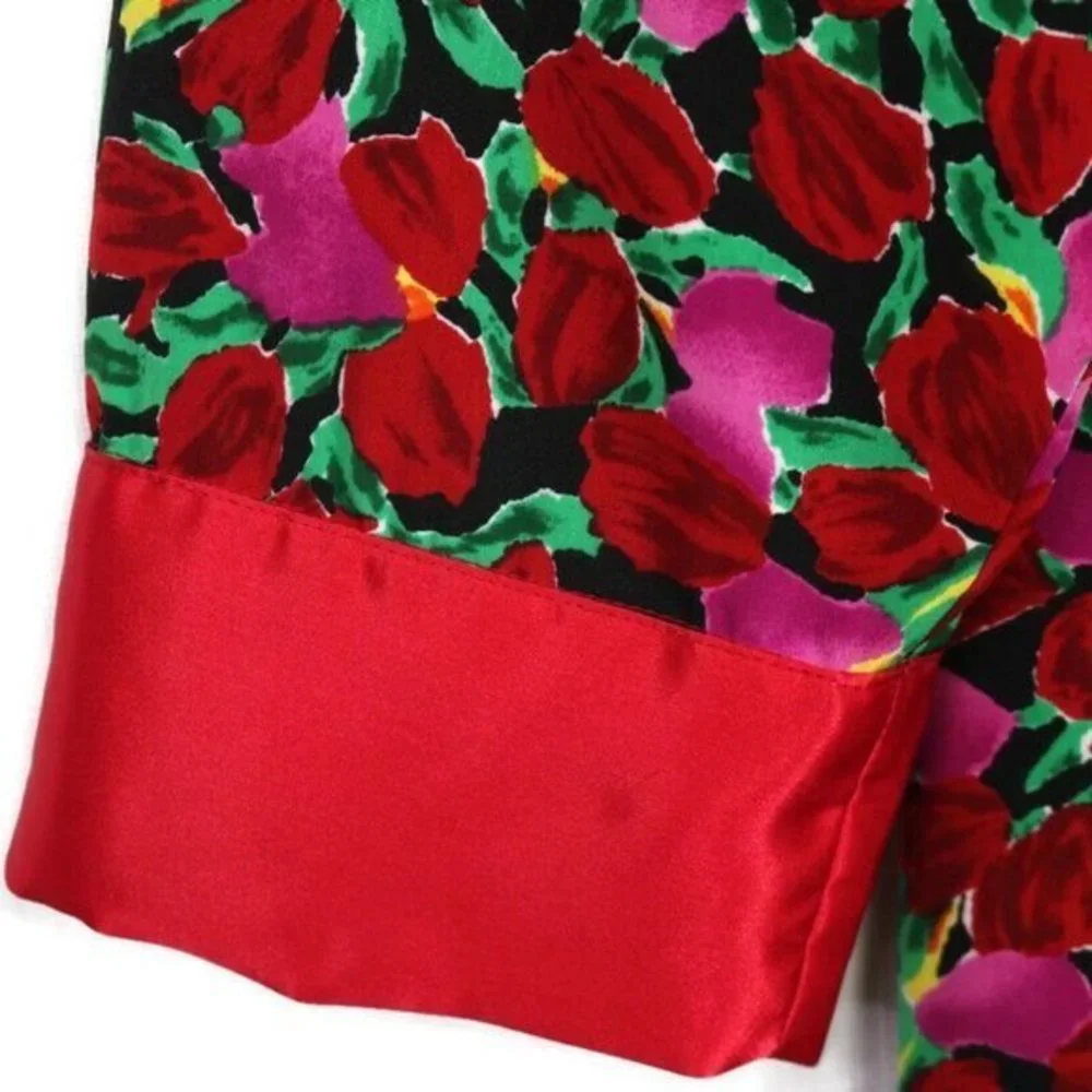 Vintage Victoria's Secret Gold Label Kimono Robe‎ Red Pink Green Floral M Medium